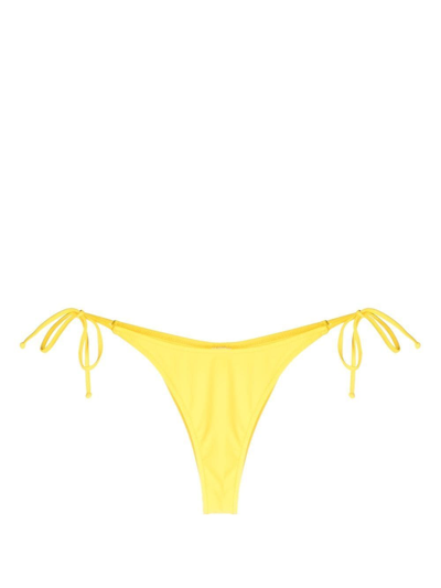 Moschino Logo-patch Bikini Bottoms In Yellow