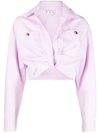 Off-white Twisted-front Cropped Cotton Jacket In Purple