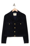L Agence Eisenhower Cotton Blend Velvet Crop Trucker Jacket In Galactic