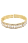 ADORNIA 14K YELLOW GOLD PLATED CRYSTAL OPEN CUFF BRACELET
