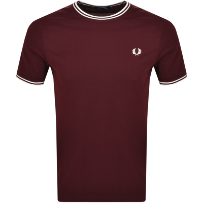 Fred Perry Twin Tipped T-shirt In Burgundy