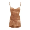 Mugler Draped Sheer Corset Mini Dress In Nude 1