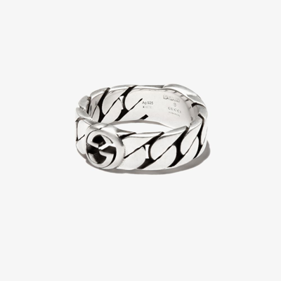 Gucci Interlocking G Wide Band Ring In Silver