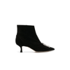 MANOLO BLAHNIK BLACK BAYLOW 50 SUEDE ANKLE BOOTS,322221418310141