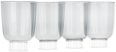 Ichendorf Milano Grey Liberta Stemmed Water Glass Set, 4 Pcs In Smoke