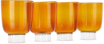 Ichendorf Milano Orange Liberta Stemmed Wine Glass Set, 4 Pcs In Amber