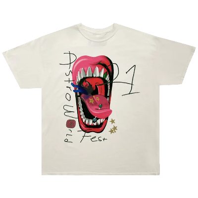Pre-owned Cactus Jack By Travis Scott Mouth Tee 'white'