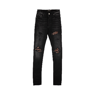 Pre-owned Amiri Distressed Mx1 Bandana Skinny Jeans 'black'