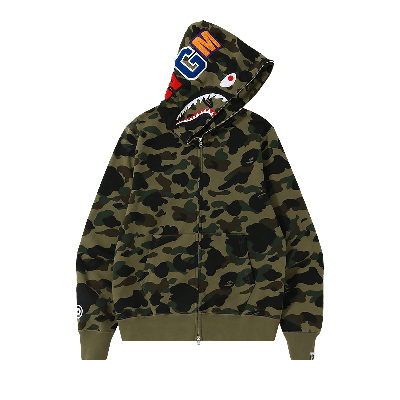 Pre-owned Bape 1st Camo Shark Full Zip Hoodie 'green'