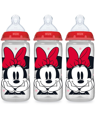 Nuk Smooth Flow Anti Colic Baby Bottle, Minnie Mouse, 10 Oz, 3 Pack In Red