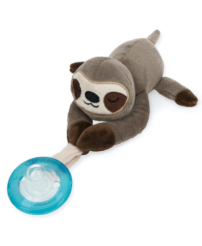Nuby Calming Natural Flex Snuggleez Pacifier With Plush Animal, Sloth In Brown