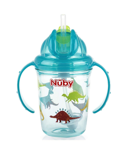 Nuby Tritan No Spill Flip N' Sip Twin Handle 360 Weighted Straw Cup, Blue