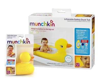 Munchkin Babies' White Hot Inflatable Safety Duck Tub And Bath Ducky Toy In Yellow
