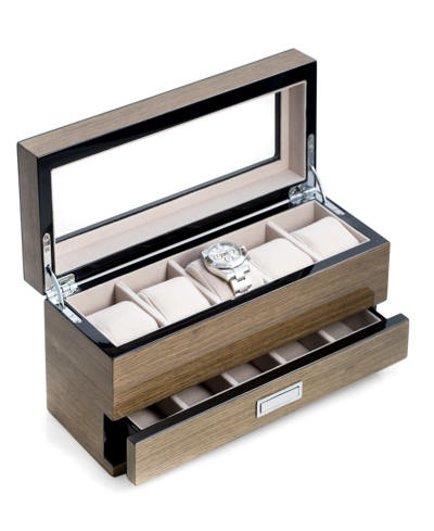 Bey-berk Gray Wood Watch Box In Brown