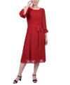 Ny Collection Petite Belted Swiss Dot Dress In Jester Red