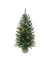 Puleo Pre-lit Fir Artificial Christmas Tree With Pines Cones And 50 Lights, 3' In Green