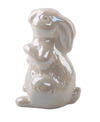 Flora Bunda 7.25in Pearl Ceramic Bunny In Pearl White
