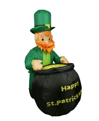 Northlight Inflatable Lighted Pot Of Gold-tone Leprechaun St. Patrick's Day Outdoor Decoration, 48" In Black