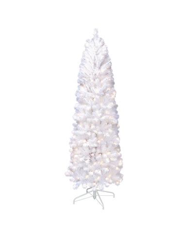 Puleo Pre-lit White Pencil Northern Fir Artificial Christmas Tree With 250 Lights, 6.5'