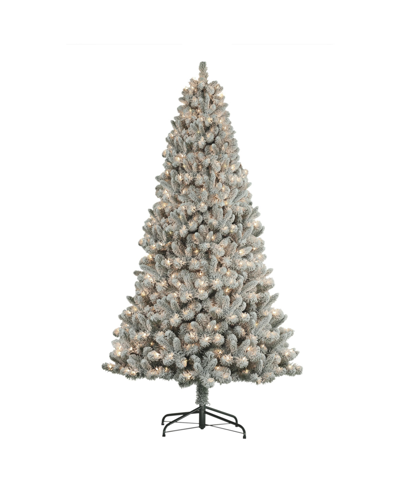 Puleo Pre-lit Flocked Virginia Pine Artificial Christmas Tree With 500 Lights, 7.5' In Green