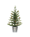 PULEO PRE-LIT TABLE TOP ARTIFICIAL CHRISTMAS TREE WITH 35 LIGHTS IN METAL POT, 2'