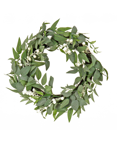 National Tree Company 24" Mixed Leaves Christmas Wreath In Green