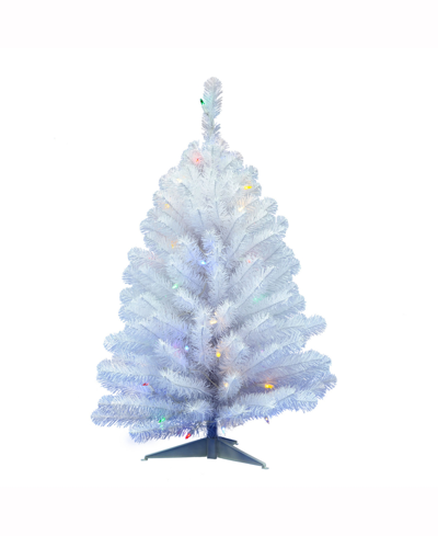 Vickerman 3 Ft Crystal White Spruce Artificial Christmas Tree With 50 Multi-colored Led Lights