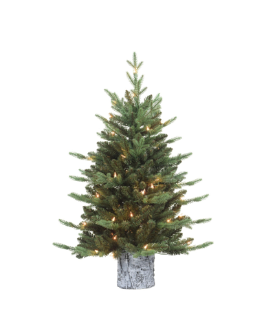Puleo Pre-lit Potted Artificial Christmas Tree With 50 Lights, 3' In Green
