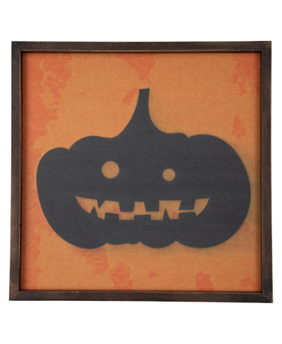 Northlight Black Jack-o-lantern Silhouette Halloween Wall Hanging, 15.75" In Orange