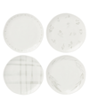 Lenox Oyster Bay Whiteware 4 Piece Tidbit Plate Set, Service For 4 In White