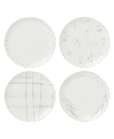 Lenox Oyster Bay Whiteware 4 Piece Tidbit Plate Set, Service For 4