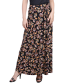 Ny Collection Petite Maxi Skirt With Sash Waist Tie In Black Gold Floral
