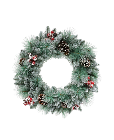 Puleo Glitter Needle Mixed Christmas Wreath, 24" In Green