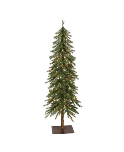 Puleo 4ft Pre-lit Alpine Artificial Christmas Tree In Green