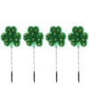 Northlight Shamrock St Patrick's Day Pathway Marker Lawn Stakes Clear Lights Set, 4 Piece In Green
