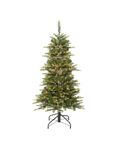 Puleo Pre-lit Slim Fir Artificial Christmas Tree With 200 Lights, 4.5' In Green