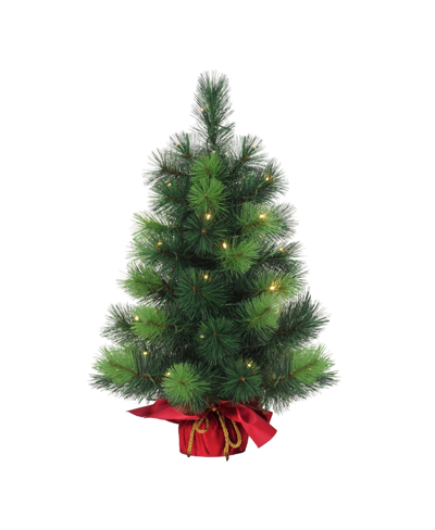 Puleo Pre-lit Table Top Artificial Christmas Tree With 35 Lights In Sac, 2' In Green