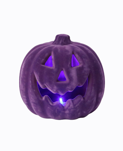 Flora Bunda Led 8in Flocked Pumpkin In Purple