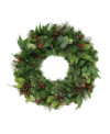 PULEO DECORATED CHRISTMAS WREATH WITH 120 TIPS, 24"