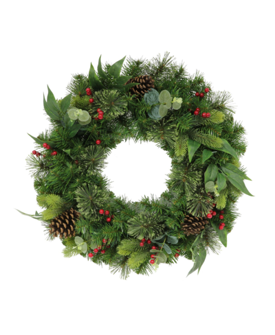 Puleo Decorated Christmas Wreath With 120 Tips, 24" In Green