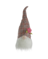 NORTHLIGHT PLAID SPRING GNOME HEAD TABLE TOP DECOR, 20"