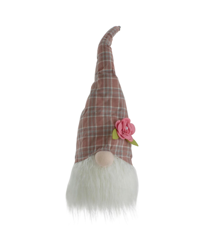 Northlight Plaid Spring Gnome Head Table Top Decor, 20" In Pink