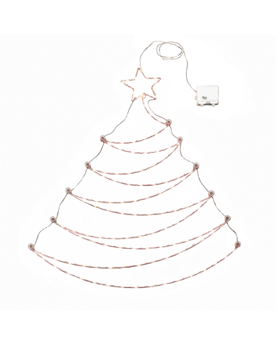 National Tree Company 37" Pre-lit Hanging Metal Wire Tree Decoration In Silver-tone