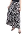 Ny Collection Petite Maxi Skirt With Sash Waist Tie In Black White Floral