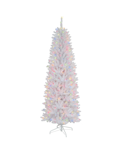 Puleo Pre-lit Pencil White Fraser Fir Artificial Christmas Tree With 250 Lights, 6.5'