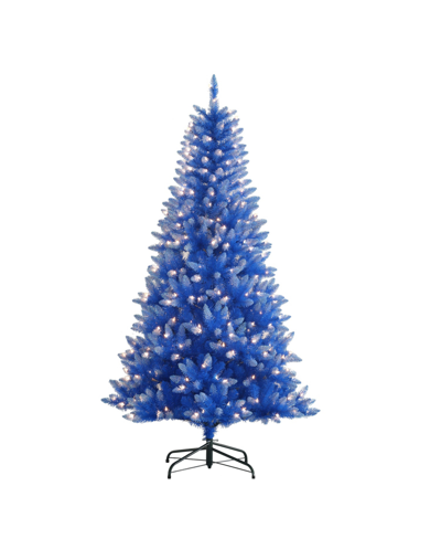 Puleo Pre-lit Fashion Blue Artificial Christmas Tree With 300 Lights, 6.5'