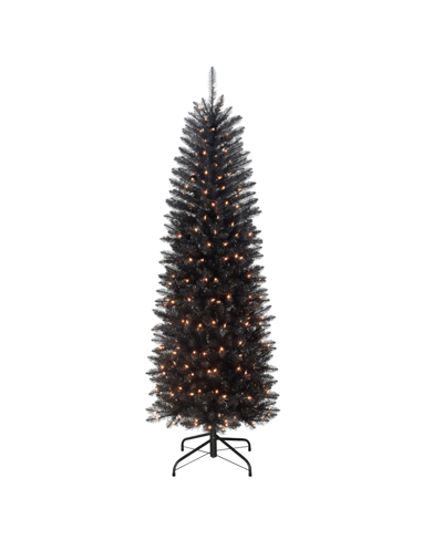 Puleo Pre-lit Black Pencil Fraser Fir Artificial Christmas Tree With 250 Lights, 6.5'