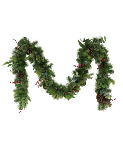 Puleo Decorated Christmas Garland With 180 Tips, 9' X 10" In Green