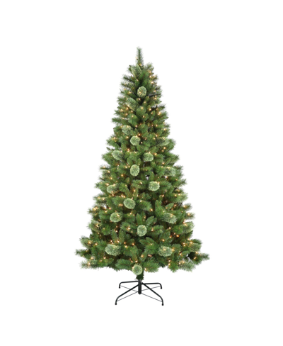 Puleo Pre-lit Western Pine Artificial Christmas Tree With 600 Lights, 7.5' In Green