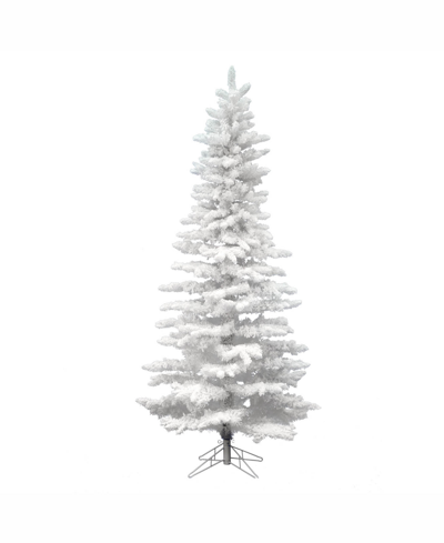 Vickerman 7.5 Ft Flocked White Slim Artificial Christmas Tree Unlit